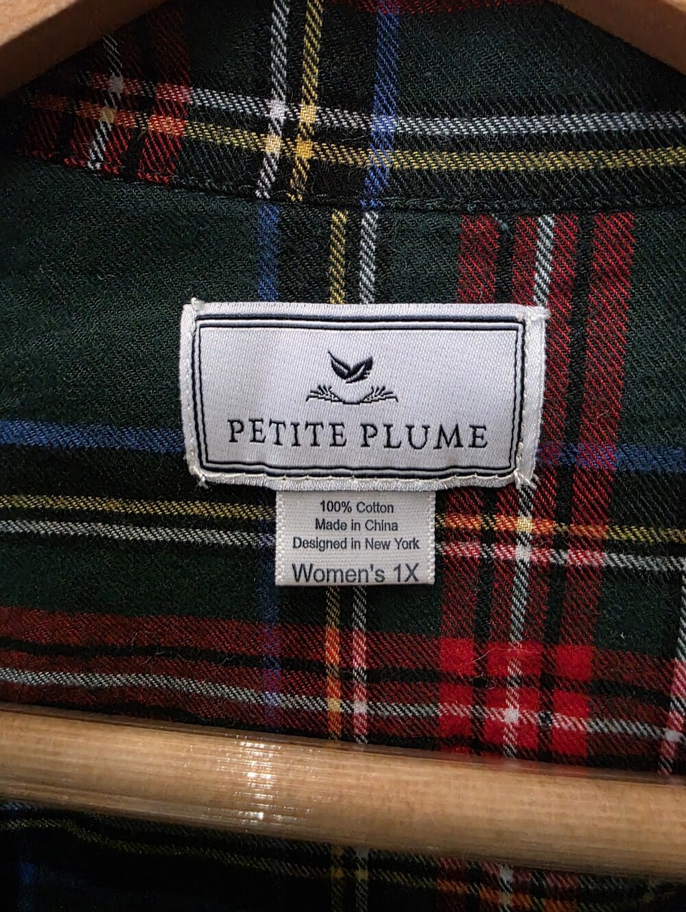 Petite Plume Women's Plaid Brushed Twill Pajama Set 1X Kensington Tartan - Picture 2 of 14